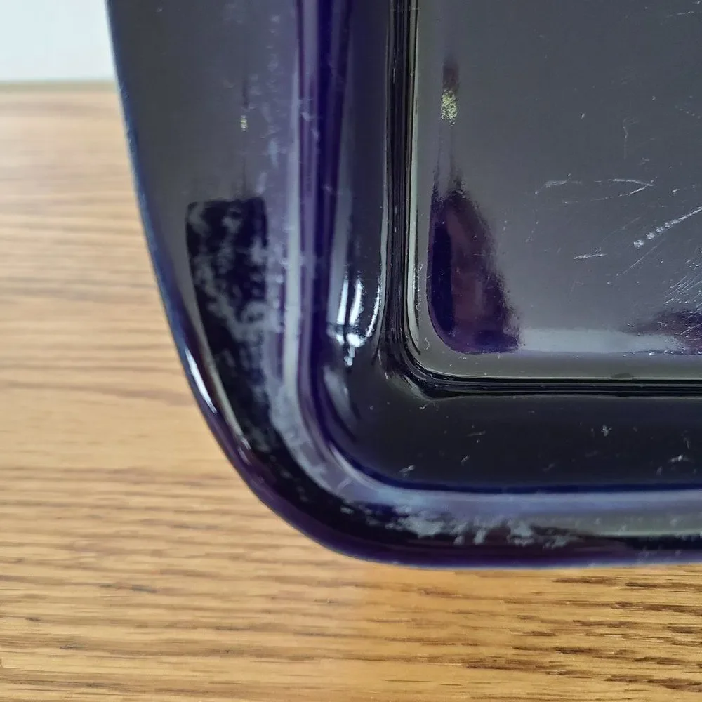 Vintage Ceramic Pottery ~13x9 Baking Dish Handmade Cobalt Blue Glazed Baking Pan